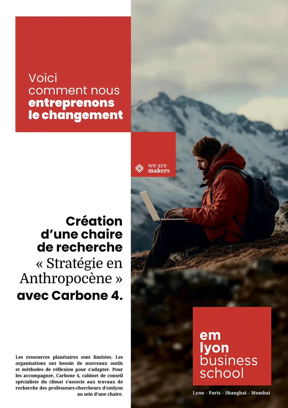 Création d'une chaire de recherche "Stratégie en Anthropocène" avec Carbone 4.