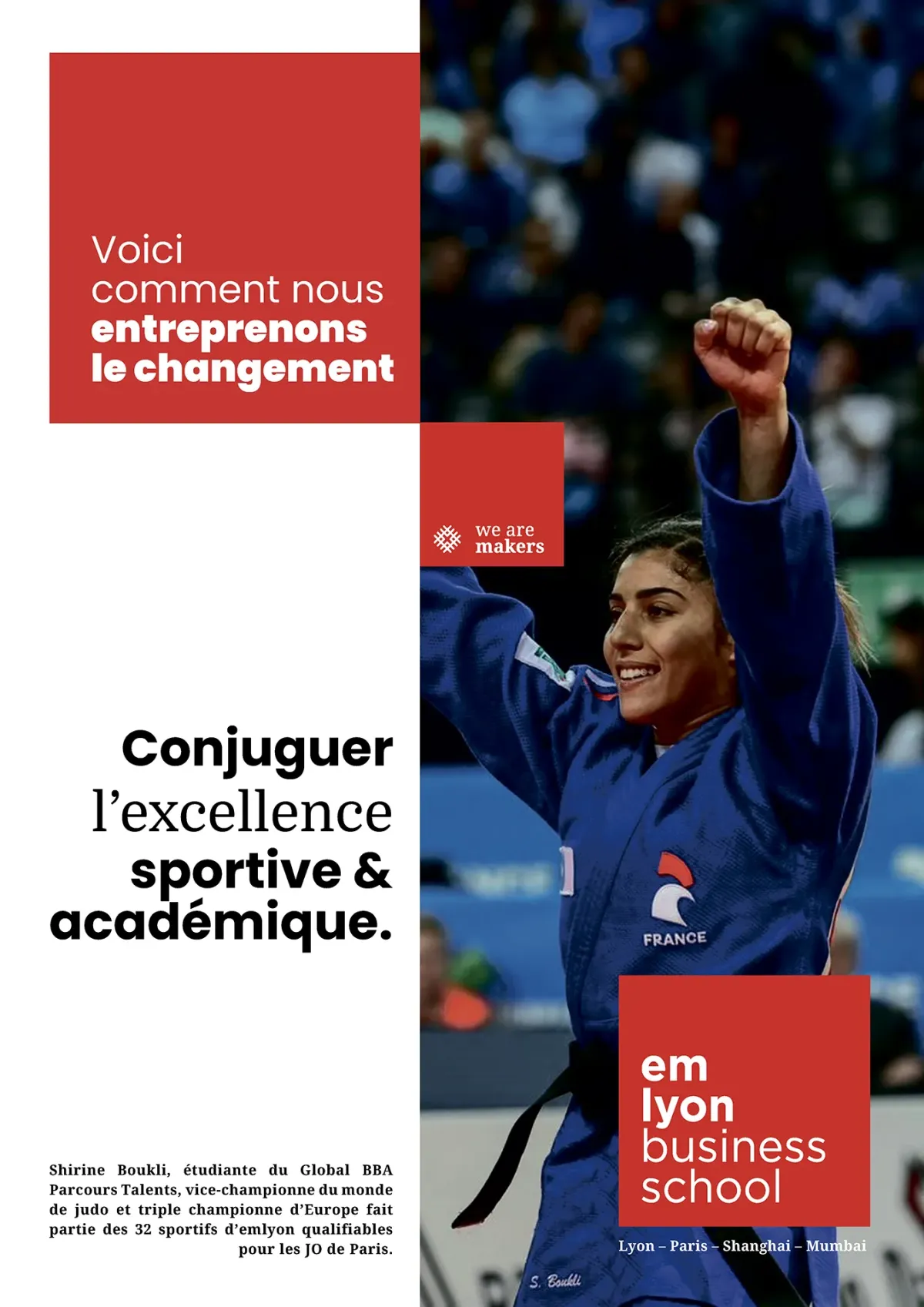 Shirine Boukli, étudiante du Global BBA Parcours Talents d'emlyon et judoka