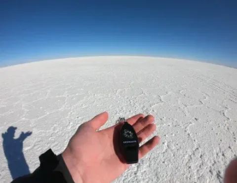 Thomas durant sa traversée du Salar d’Uyuni